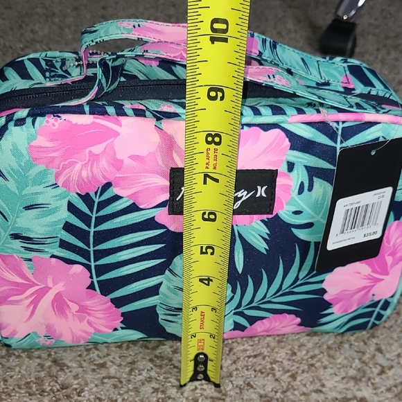 Hurley Pink and Green Tropical Cosmetic Bag with Leaf Design - Picture 6 of 8